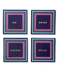 Trina Turk 4" D Cheers to You Glass Coaster Set, 4 Piece