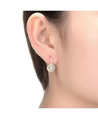 Cubic Zirconia Sterling Silver Round Stud Drop Euro Earrings