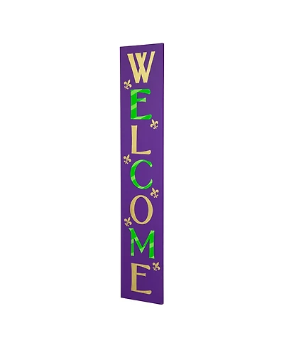 Glitzhome 42" H Mardi Gras Welcome Wooden Porch Sign