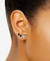 Giani Bernini 3-Pc. Set Multicolor Cubic Zirconia Stud Earrings with Interchangeable Halo Jackets in Sterling Silver, Created for Macy's