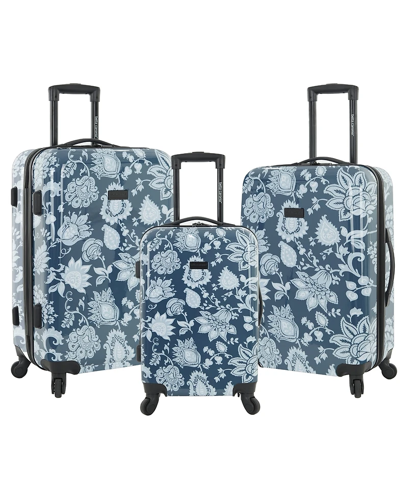 Bella Caronia 3 Piece Rolling Hardside Luggage Set with 4 Wheel Spinners