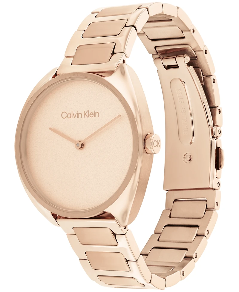 Calvin Klein Women's Carnation Gold-Tone Stainless Steel Bracelet Watch 34mm