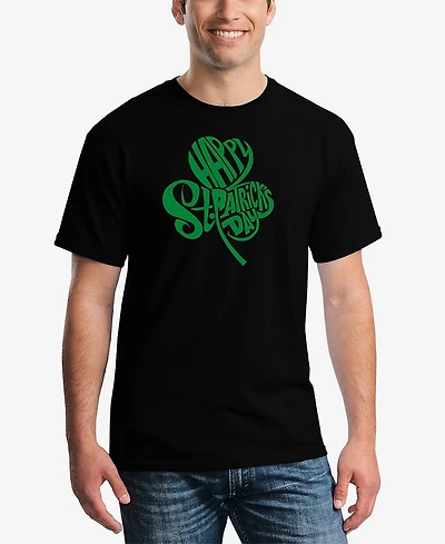 La Pop Art Men's St. Patrick's Day Shamrock Word Graphic T-shirt