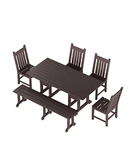 WestinTrends 6 Piece Outdoor Patio Dining Set Table and Bench Chair