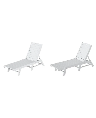 WestinTrends Poly Reclining Outdoor Patio Chaise Lounge Chair Adjustable (Set of 2)