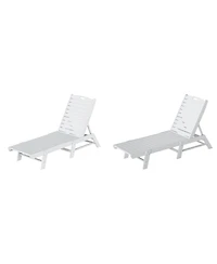 WestinTrends Poly Reclining Outdoor Patio Chaise Lounge Chair Adjustable (Set of 2)