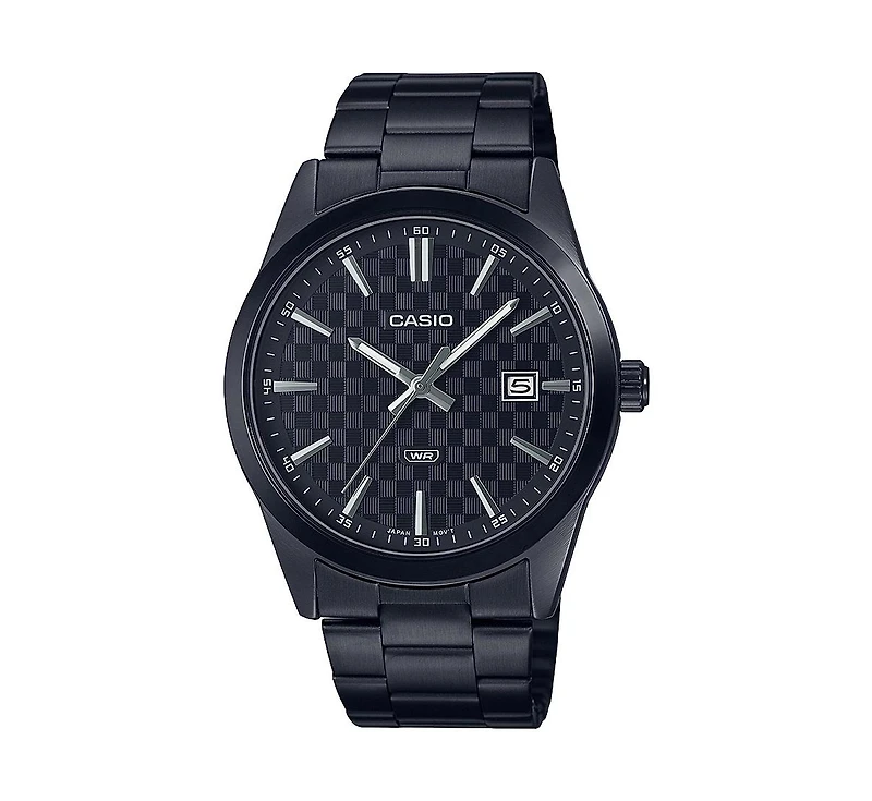 Casio Men's Three-Hand Black Stainless Steel Watch 41mm, MTPVD03B-1A