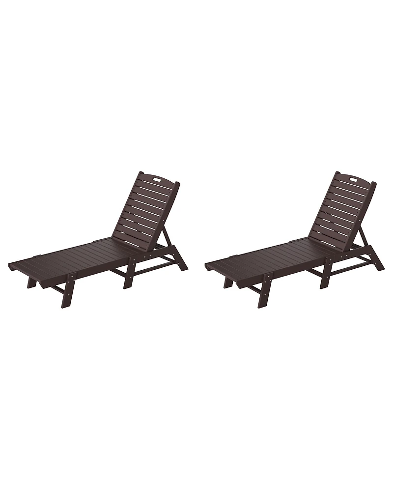 WestinTrends Poly Reclining Outdoor Patio Chaise Lounge Chair Adjustable (Set of 2)