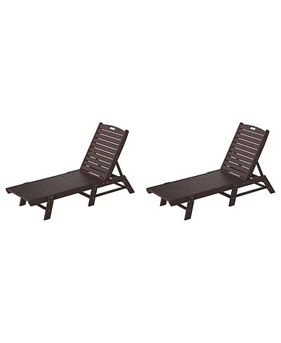 WestinTrends Poly Reclining Outdoor Patio Chaise Lounge Chair Adjustable (Set of 2)