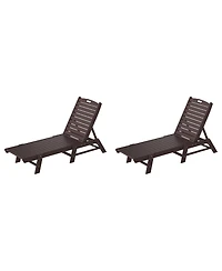 WestinTrends Poly Reclining Outdoor Patio Chaise Lounge Chair Adjustable (Set of 2)