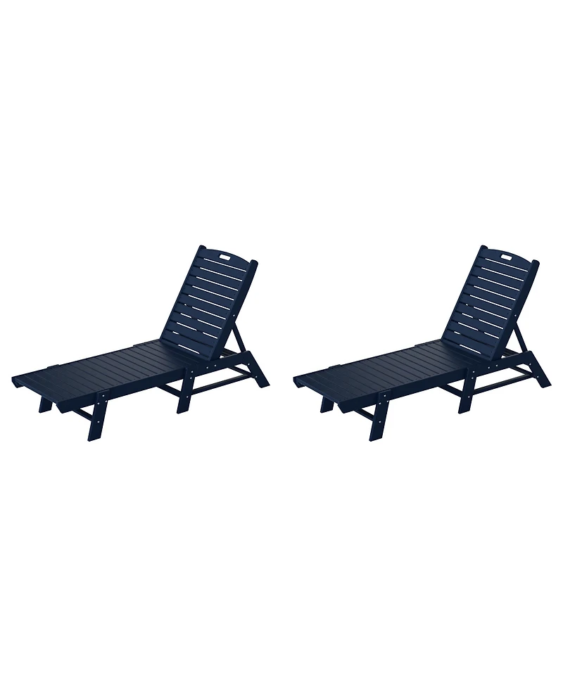 WestinTrends Poly Reclining Outdoor Patio Chaise Lounge Chair Adjustable (Set of 2)