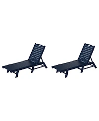 WestinTrends Poly Reclining Outdoor Patio Chaise Lounge Chair Adjustable (Set of 2)