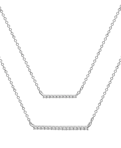 Wrapped Diamond Double Bar Layered Necklace (1/6 ct. t.w.) 10k White or Yellow Gold, 17" + 1" extender, Created for Macy's