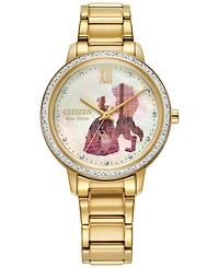 Citizen Eco-Drive Women's Disney Belle and Beast Gold-Tone Stainless Steel Bracelet Watch 36mm Gift Set
