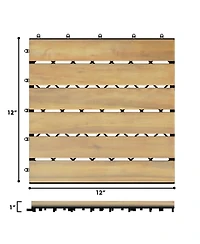 Costway 10PCS 12'' x 12'' Acacia Wood Deck Tiles Interlocking