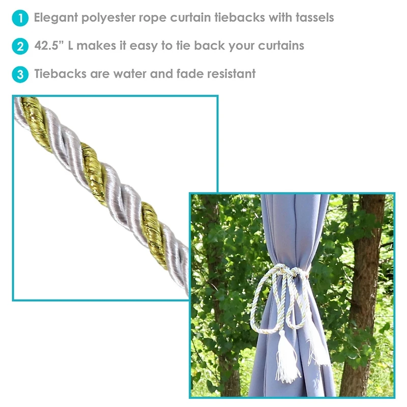 Indoor/Outdoor Decorative Window Curtain Rope Tassel Tiebacks