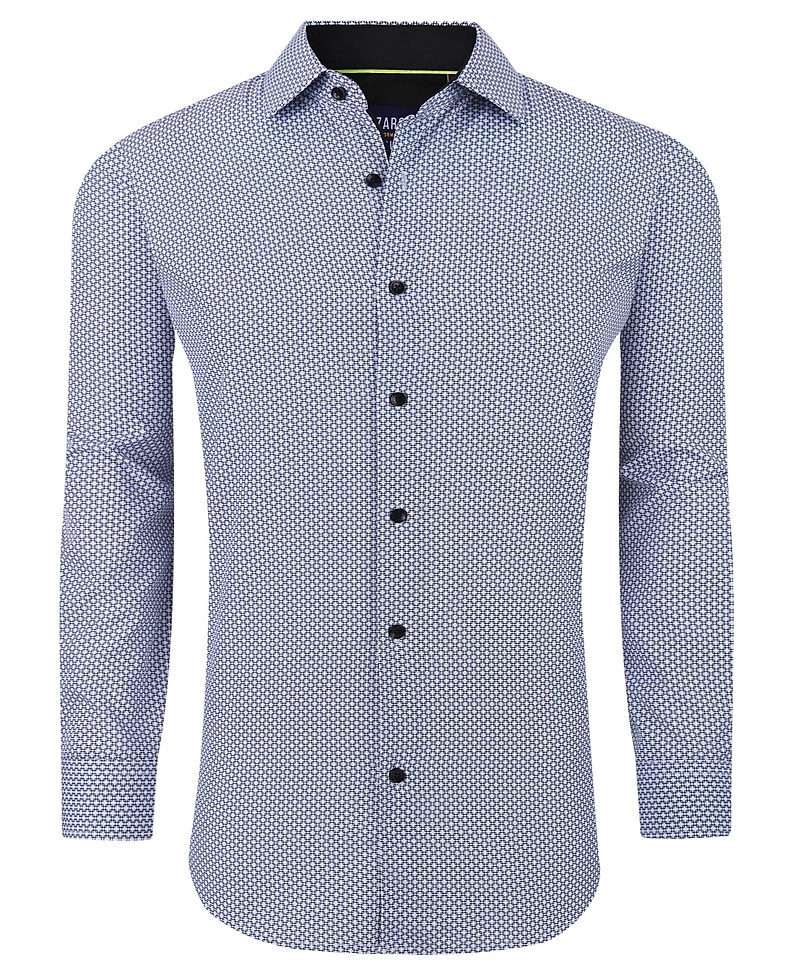 Azaro Uomo Men's Geometric Four-Way Stretch Button Down Shirt