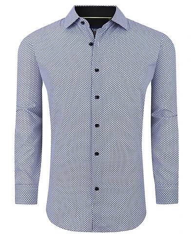 Azaro Uomo Men's Geometric Four-Way Stretch Button Down Shirt