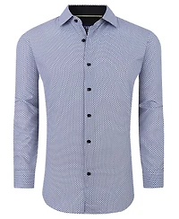 Azaro Uomo Men's Geometric Four-Way Stretch Button Down Shirt