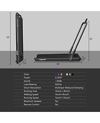 2.25HP 2-in-1 Folding Under Desk Treadmill Speaker Remote Control