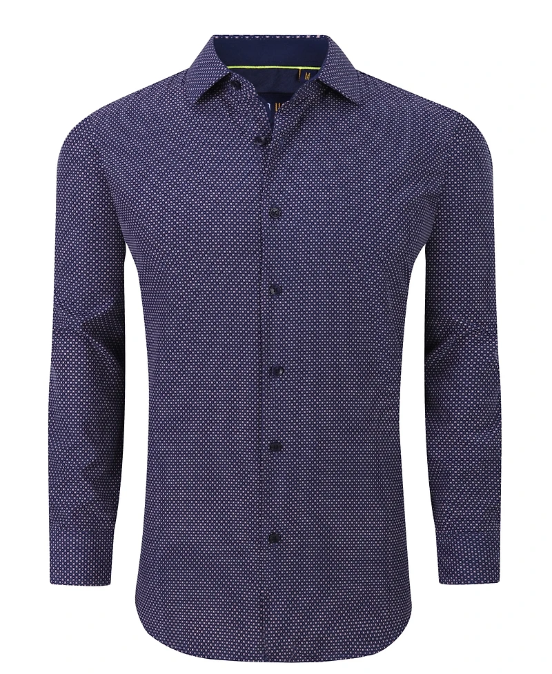 Azaro Uomo Men's Geometric Four-Way Stretch Button Down Shirt