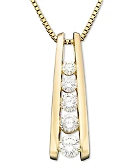 Five-Stone Diamond Journey Pendant Necklace (1 ct. t.w.) 14k Yellow or White Gold