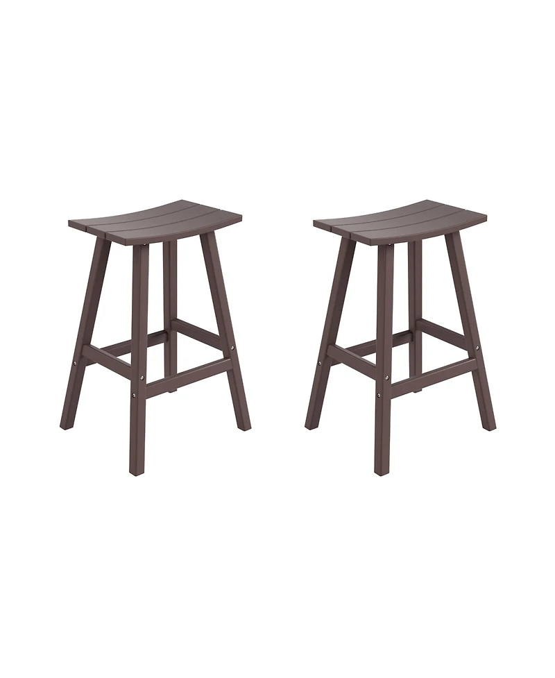 WestinTrends Outdoor Patio Adirondack Bar Height Stool Saddle Seat Chair Set of 2