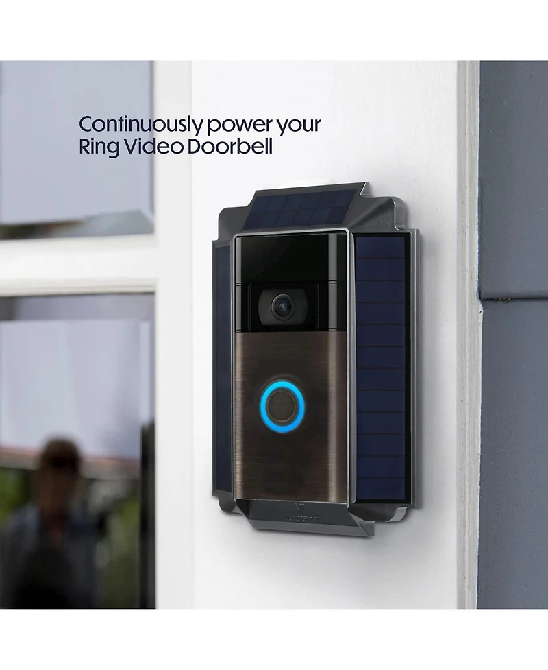 Wasserstein Weatherproof Premium Solar Charger Compatible with Ring Video Doorbell 2nd Generation (2020 Release) Powered by Us-Engineered Solar Cells