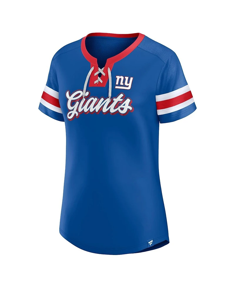 Women's Fanatics Royal New York Giants Original State Lace-Up T-shirt