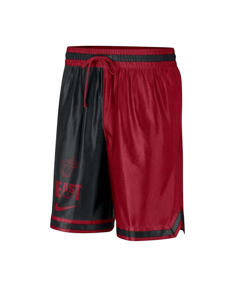 Men's Nike Red, Black Miami Heat Courtside Versus Force Split Dna Performance Shorts