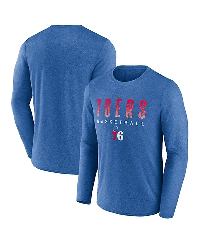 Men's Fanatics Heathered Royal Philadelphia 76ers Where Legends Play Iconic Practice Long Sleeve T-shirt