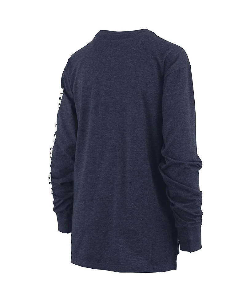Women's Pressbox Heathered Navy Penn State Nittany Lions Two-Hit Canyon Long Sleeve T-shirt