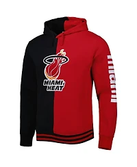 Men's Mitchell & Ness Black, Red Miami Heat Hardwood Classics Split Pullover Hoodie