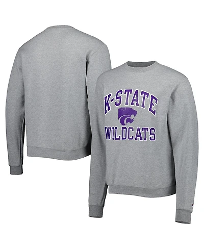 Men's Champion Heather Gray Kansas State Wildcats High Motor Pullover Sweatshirt