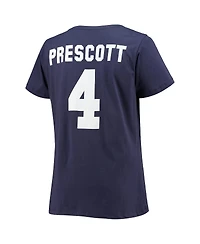 Women's Fanatics Dak Prescott Navy Dallas Cowboys Plus Name and Number V-Neck T-shirt