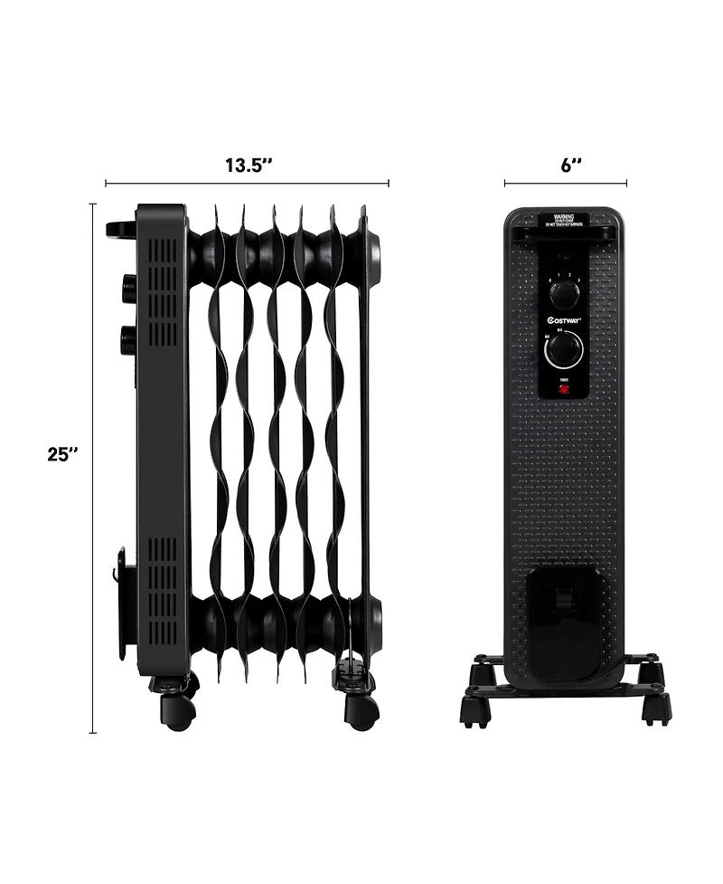 1500W Oil-Filled Heater Portable Radiator Space