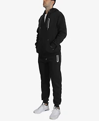 Galaxy By Harvic Men's Slim Fit Fleece-Lined Reflective Design Hoodie and Jogger Pants, 2 Piece Set