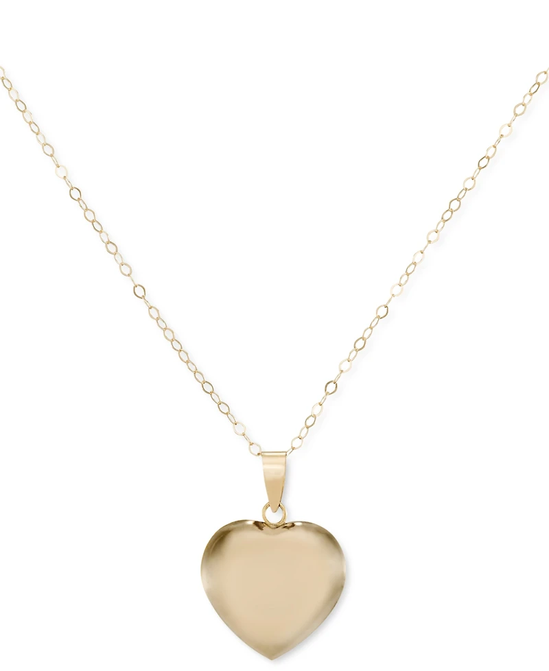 Crystal Pave Heart 18" Pendant Necklace in 10k Gold