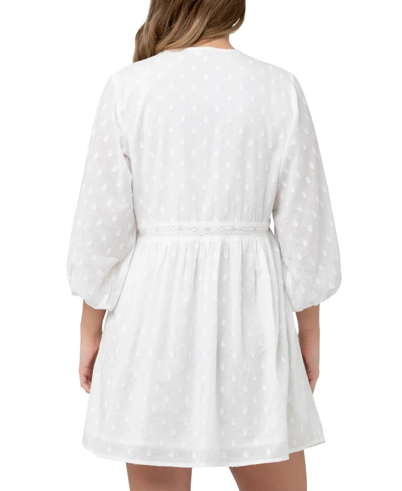 Ripe Maternity Valentina Embroidered Long Sleeve White Dress