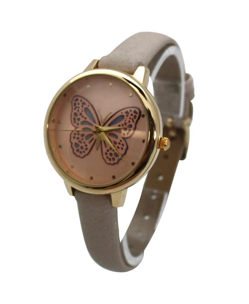 Olivia Pratt Thin Solf Band Butterfly Face Women Watch