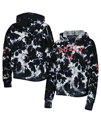 Women's New Era Black Chicago Bulls Brushed Cotton Tie-Dye Pullover Hoodie