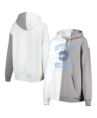 Women's Gameday Couture Gray, White North Carolina Tar Heels Split Pullover Hoodie