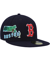 Men's New Era Navy Boston Red Sox Stateview 59FIFTY Fitted Hat