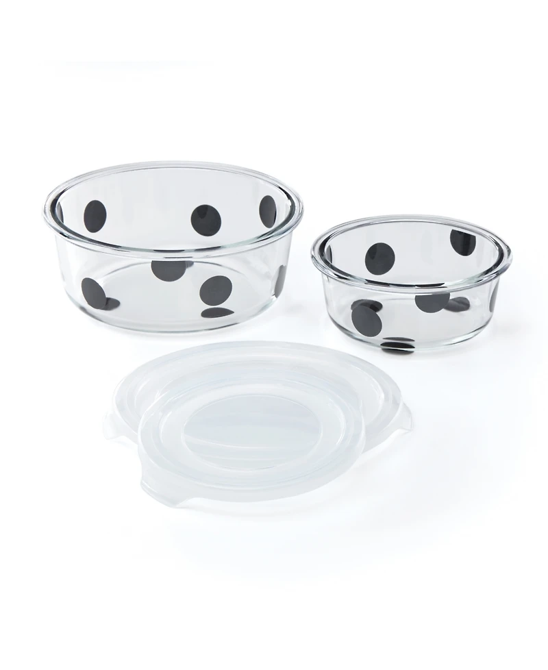 Kate Spade New York Deco Dot Round Food Storage Set, 2 Piece