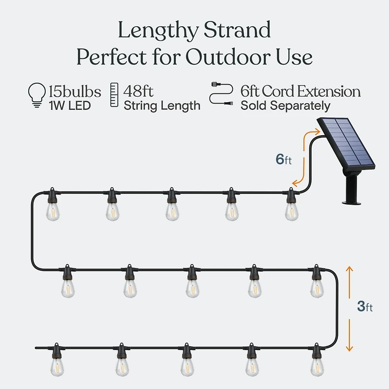 Ambience Pro 48 ft. Outdoor Solar Led String Lights with Remote Control