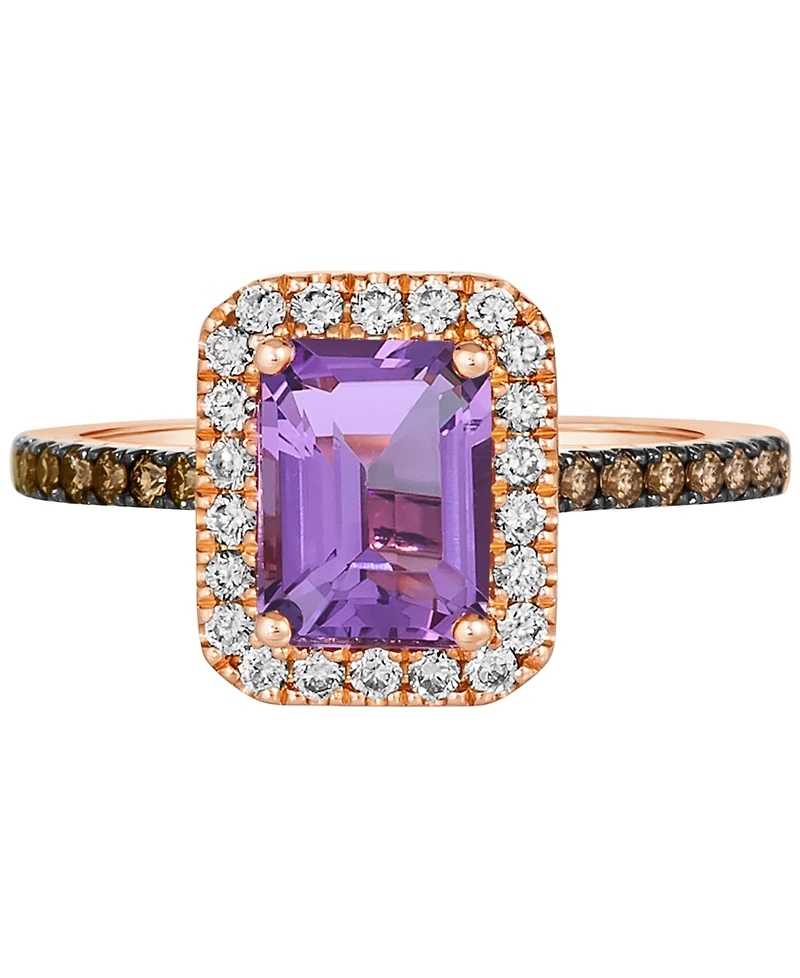 Le Vian Deep Sea Blue Topaz (1-5/8 ct. t.w.) & Diamond (3/8 Halo Ring 14k Rose Gold (Also Amethyst Citrine)