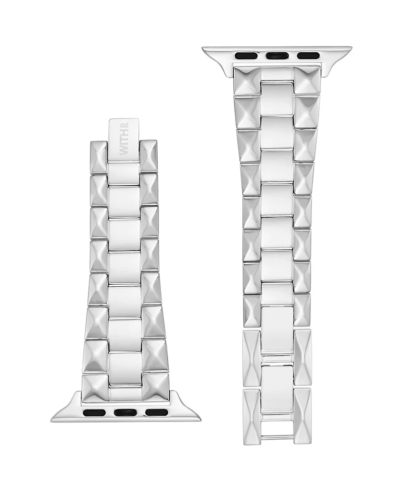 WITHit Silver-Tone Stainless Steel Pyramid Bracelet designed for Apple Watch 42mm (Series 10) & 38/40/41mm