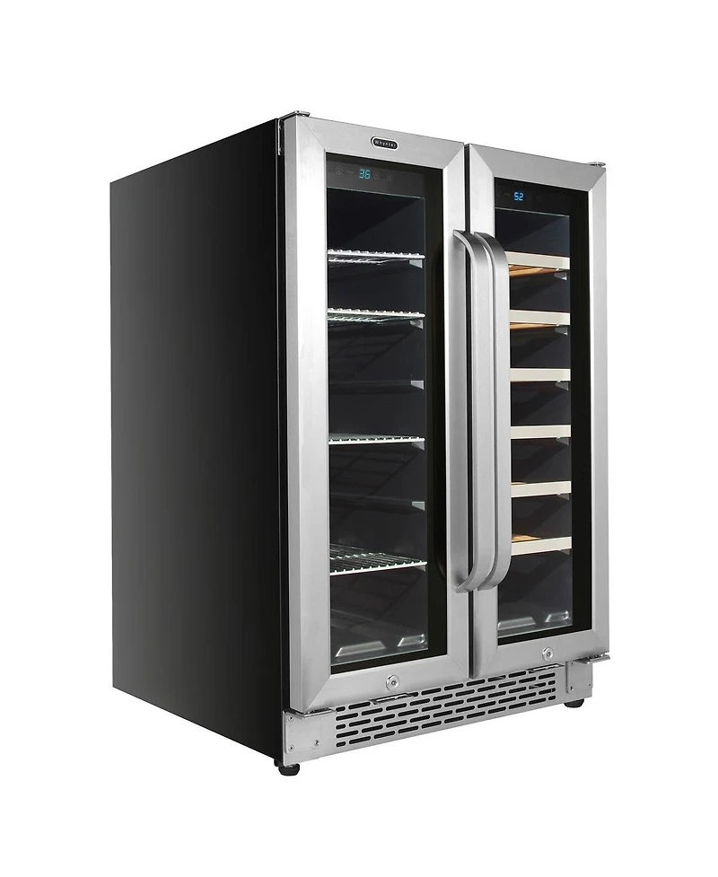Whynter 24" Built-In French Door Dual Zone 20 Bottle Wine 60 Can Beverage Cooler