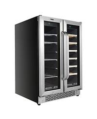 Whynter 24" Built-In French Door Dual Zone 20 Bottle Wine 60 Can Beverage Cooler
