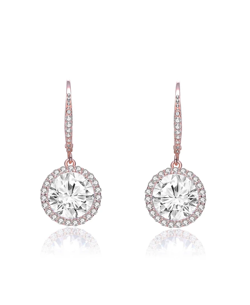 Cubic Zirconia Sterling Silver cluster Round Drop Earrings